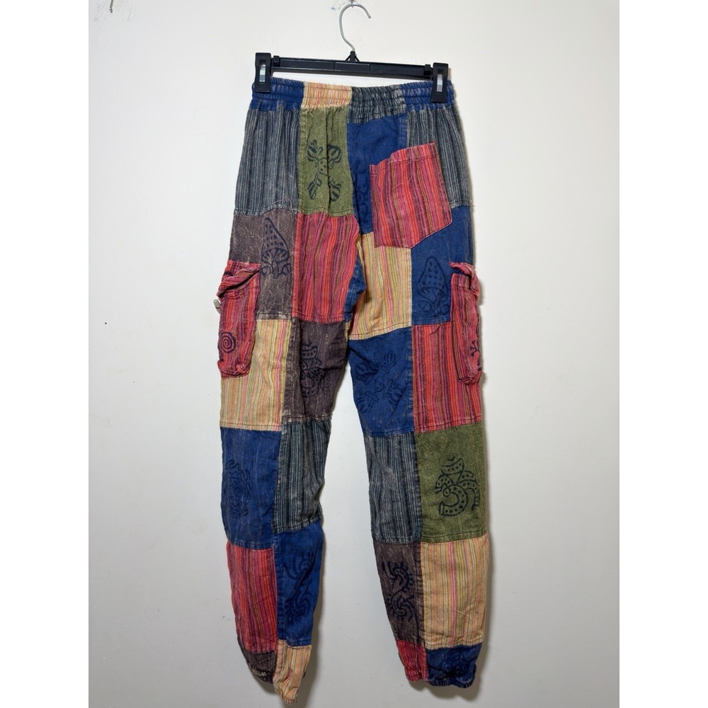 The Little Bazaar Nepal 100% Cotton Patchwork Cargo Pants Boho Size S/m - Picture 2 of 16
